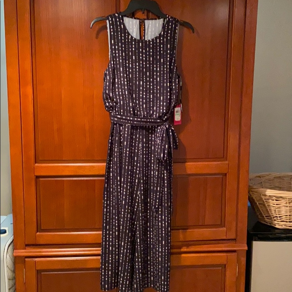 Vince Camuto Dot-Print Cropped Jumpsuit - Size 8